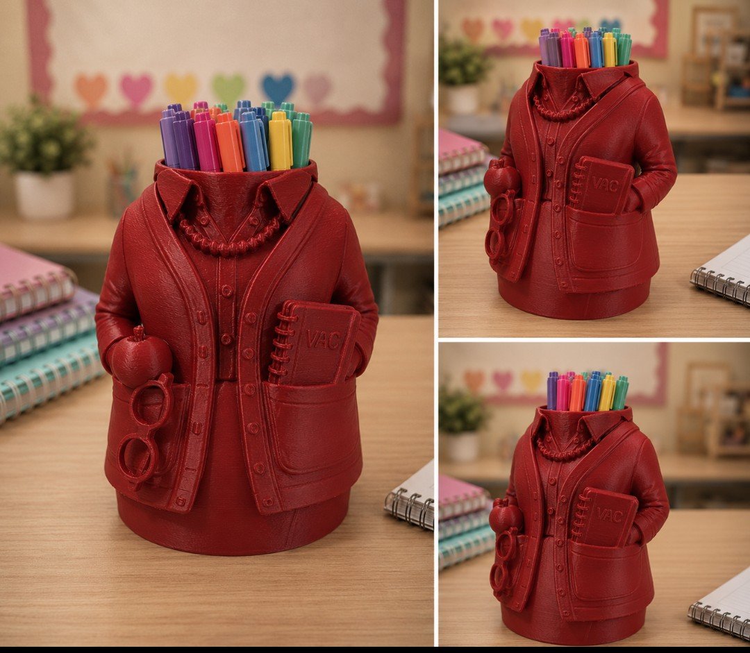 Porta Canetas Vermelho Professora